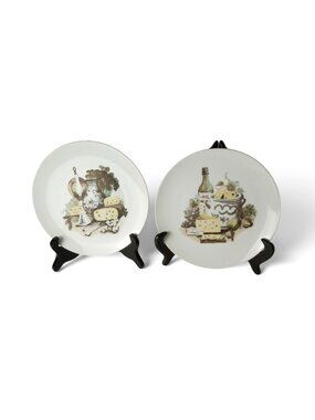 Vintage Kahla GDR Cheese Wine Plates Set 2 East Germany Rustic Decor 7.5"